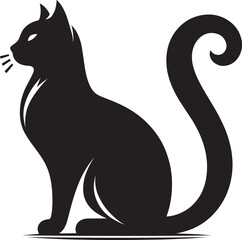 Cat Silhouette isolated on a white background Minimalist cute cat vector shape