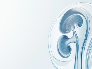 Fototapeta premium Stylized Abstract Human Kidney with Fluid Lines and Soft Gradients, Representing Nephrology and Modern Medical Illustration Techniques