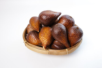 fruit salak. Snakefruit from Indonesia tastes sweet and sour with a plain white background