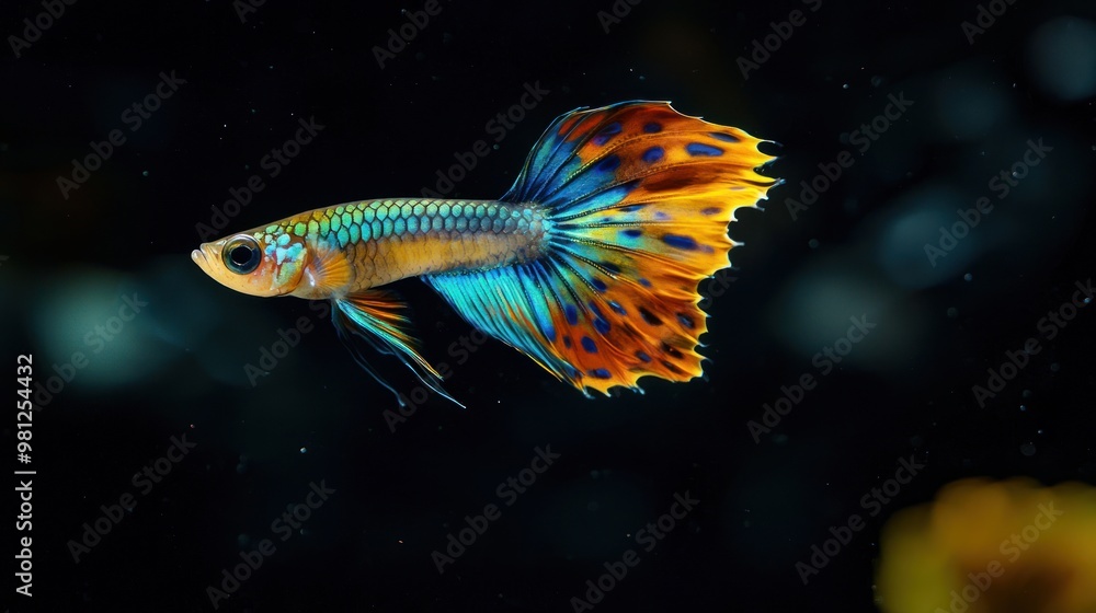 Poster guppy: a colorful guppy with a range of vibrant patterns and colors