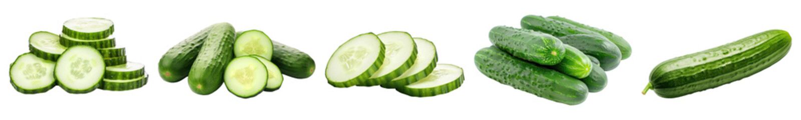 Cucumber vegetable png cut out element set