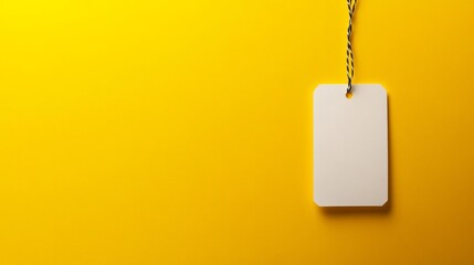 Fototapeta premium blank price tag on vibrant yellow background