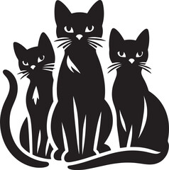 Fototapeta premium Cat Silhouette isolated on a white background Minimalist cute cat vector shape