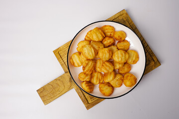 potato balls. Snack made from potatoes and fried flour on a white background