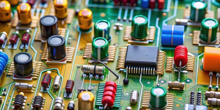 Electric circuit with various electronic components including resistors, capacitors, and transistors