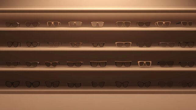 The store displays a wide selection of fashionable sunglasses and glasses.