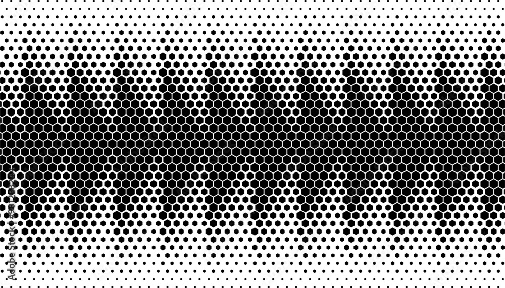 Poster black and white hexagon pattern. transition of modern background. fully editable vector element. vec