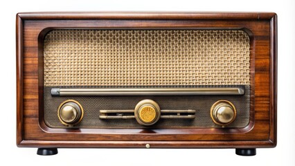 Vintage radio with wooden casing and dials, retro, technology, music, old-fashioned, communication, classic, nostalgia, broadcast