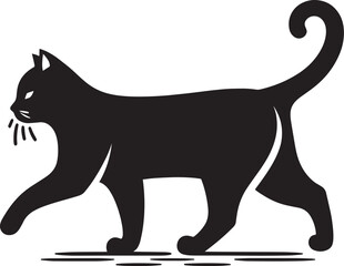 Cat Silhouette isolated on a white background Minimalist cute cat vector shape