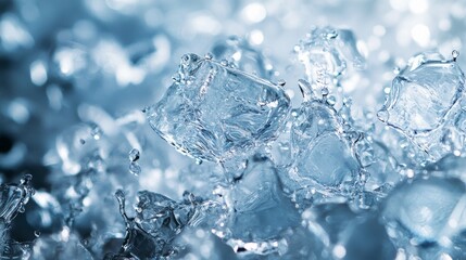 Close-up of Crystalline Ice Structures with Blurred Background
