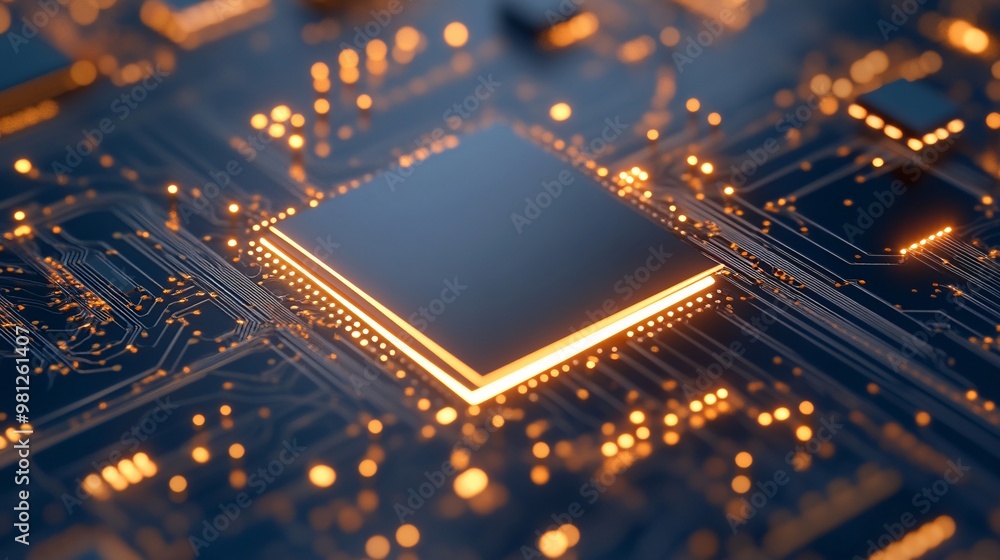 Poster innovative 3d render of ai neural network chip - cutting-edge architecture