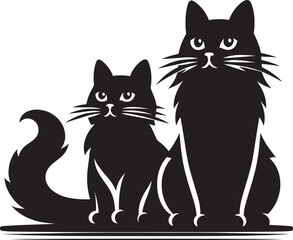 Cat Silhouette isolated on a white background Minimalist cute cat vector shape