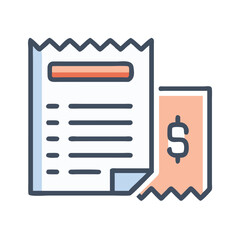 Receipt and payment icon in pastel colors representing financial transactions
