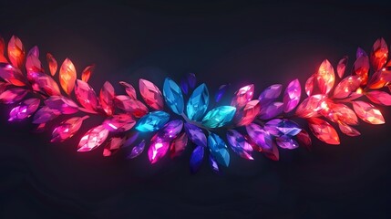 Obraz premium Enchanting Floral Garland Adorned with Iridescent Gems and Crystals