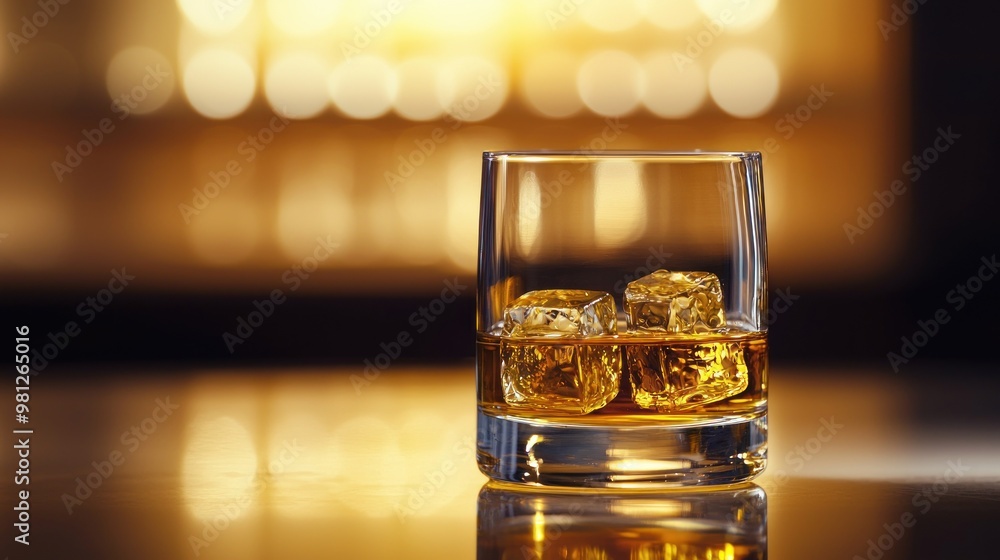 Poster glass of irish whiskey with a smooth, golden color and a hint of spice.
