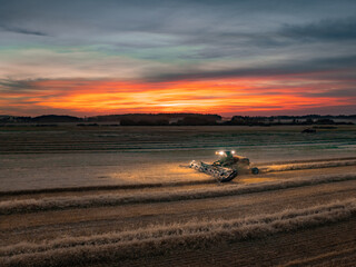 Drone Image of Harvest Swather Combine