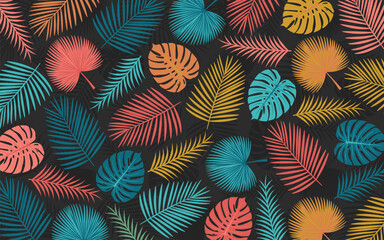 Fototapeta premium Seamless Tropical Palm Leaf Pattern vector illustration