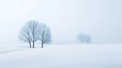 Fototapeta premium Empty Panoramic Winter Background with Copy Space