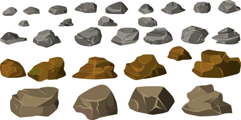 Assorted Stones Rocks Collection Illustration in Earthy Tones © ITrWorks