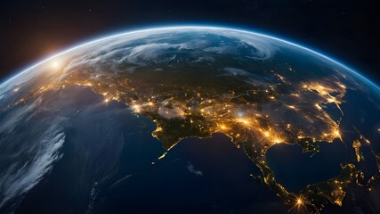 Fototapeta premium Global Network and Telecommunication for Internet Business, Cryptocurrency and IoT