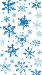 Abstract blue snowflake pattern on a white background, vector illustration, flat design, digital art, simple, minimalistic