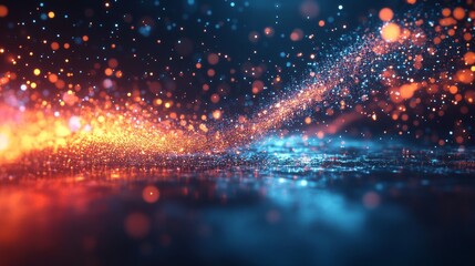 Obraz premium Abstract background with blue and orange glowing particles