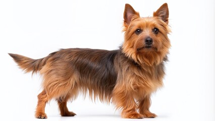 Standing Australian Terrier Brown Dog Isolated on Transparent Background PNG. Generative AI
