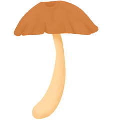 Brown Mushroom Illustration with Yellow Stem 