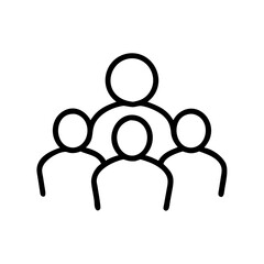 Group of people icon, black line style with copy space
