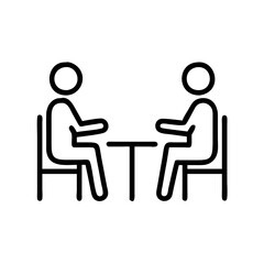 Meeting icon, black line style with copy space
