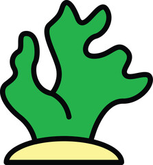Simple icon of a green seaweed growing on the ocean floor