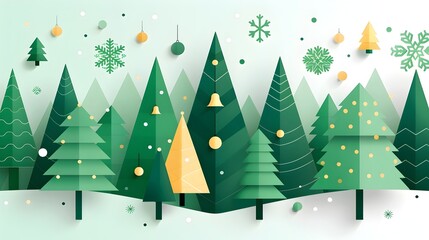 Festive Geometric Winter Forest Landscape