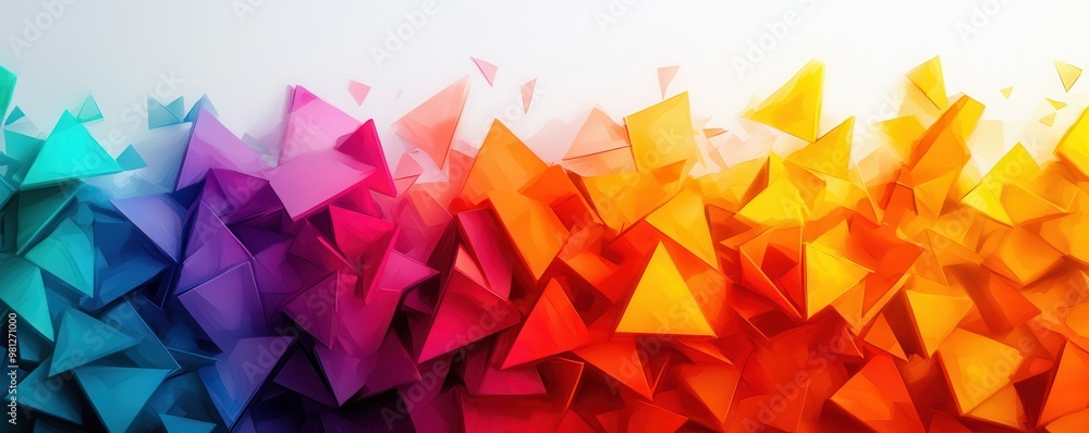 Poster vibrant abstract design featuring colorful triangles blending seamlessly into a stunning gradient of