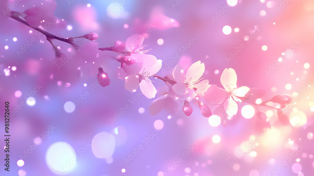 Wall mural Delicate Pink Blossoms Bloom in Springtime with Soft Bokeh