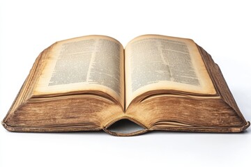 Obraz premium Open Old Book with Aged Pages and Leather Binding