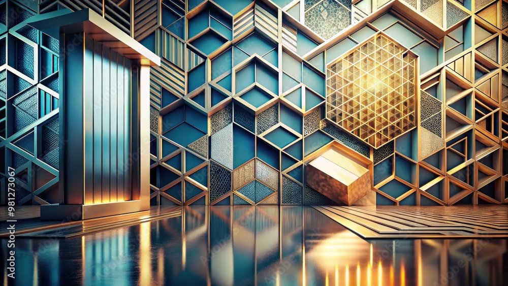 Fototapete Abstract architecture background with geometric shapes and patterns , abstract, architecture, background, geometric, shapes, patterns