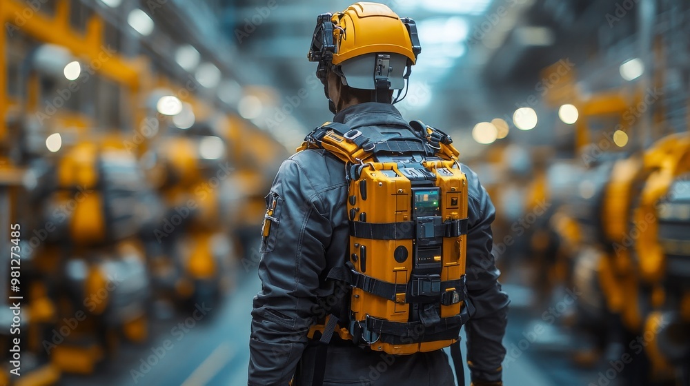 Poster exploring user experience in robotic systems within a futuristic industrial facility