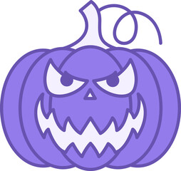 Angry Pumpkin Color Icon. Vector Icon. Cartoon Character for Halloween