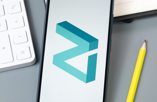 New York, USA - 30 August 2024: Zilliqa ZIL Logo on Phone Screen, Crypto Icon on Display