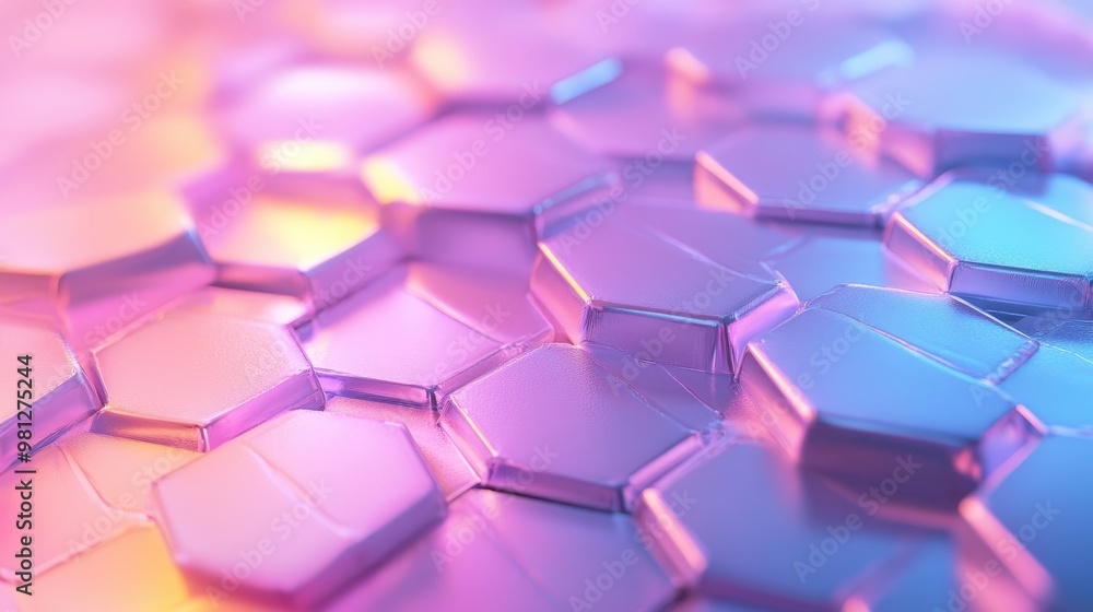 Poster abstract background with a pattern of hexagonal shapes in a soft, pastel color palette.