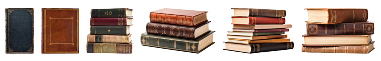 Stack of books png cut out element set