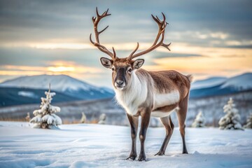 Fototapeta premium Majestic Reindeer in Snowy Landscape
