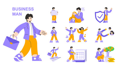 Naklejka premium Businessman. Flat Vector Illustration