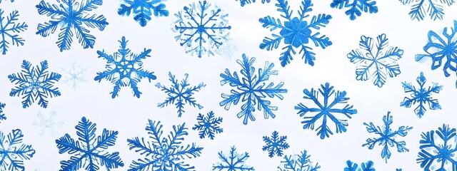Abstract blue snowflake pattern on a white background, vector illustration, flat design, digital art, simple, minimalistic