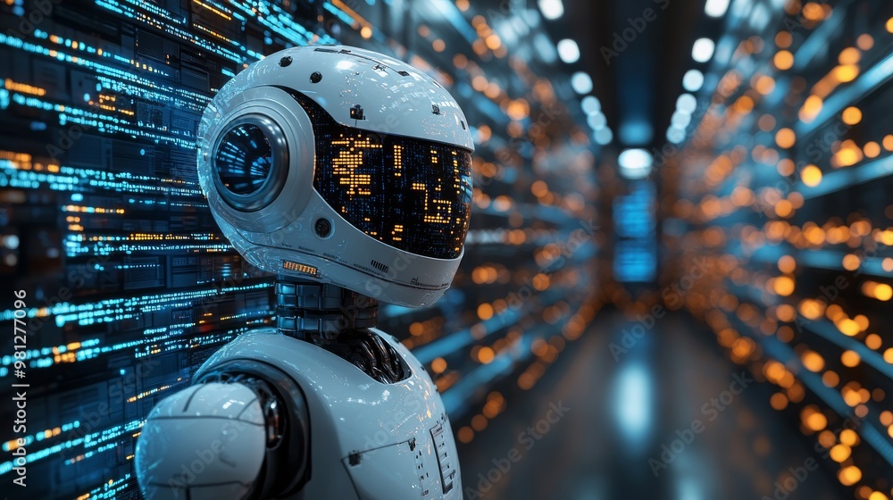 Poster rpa bots streamline management tasks in a high-tech data center for enhanced efficiency