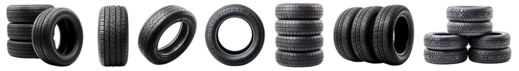 Obraz premium Car tire png cut out element set