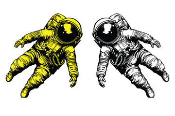 Astronaut silhouette vector illustrations