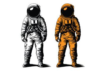 Astronaut silhouette vector illustrations