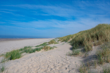 Beach with dunes and sea  on the North Sea coast