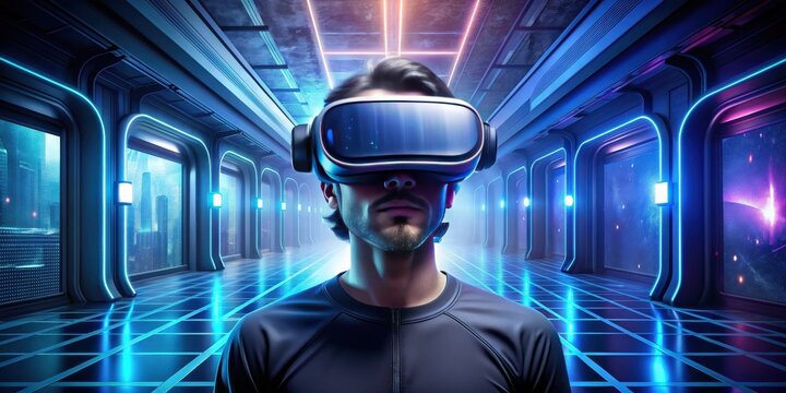 A futuristic virtual reality gaming experience, virtual reality, technology, entertainment, futuristic, gaming